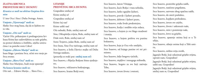 Molitvena kartica - Krunica Presvetom Srcu Isusovu